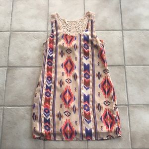 Aztec dress with lace back